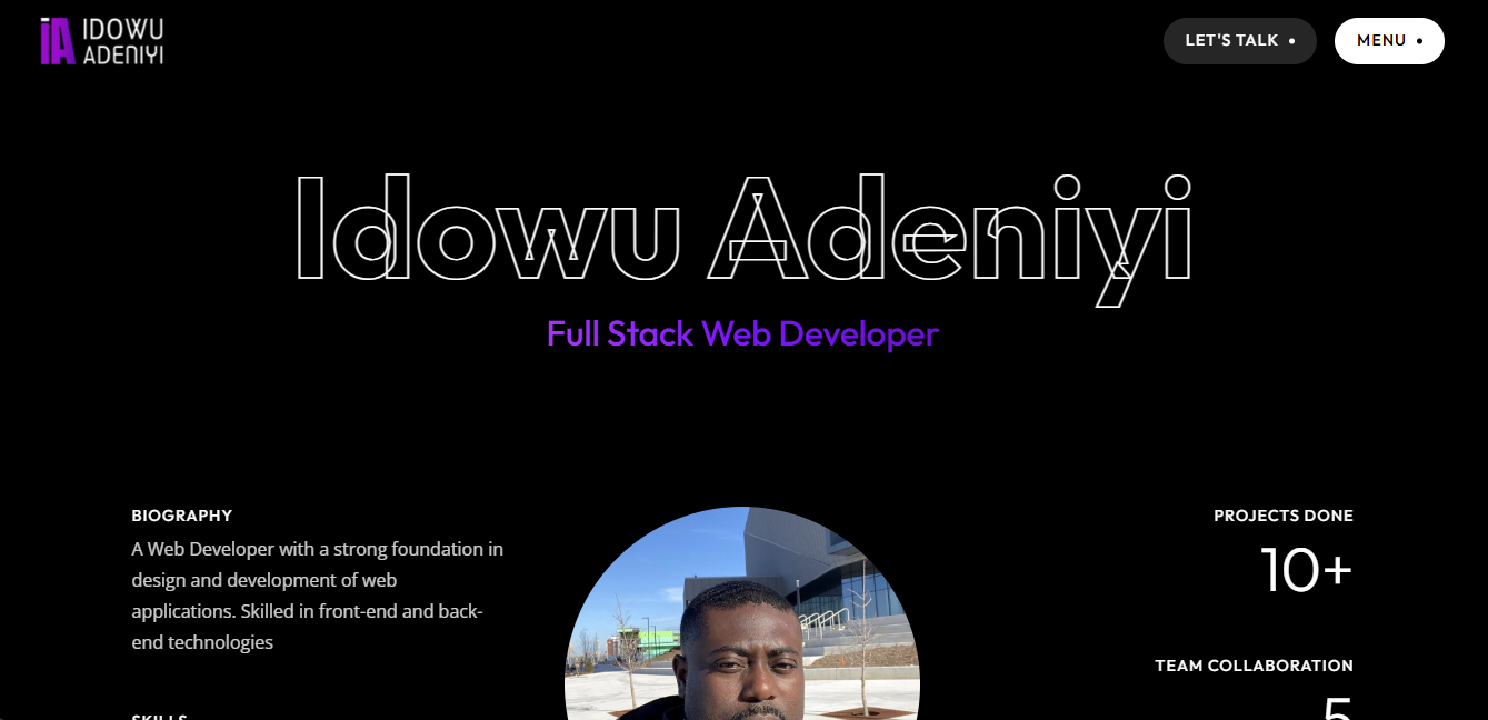 Idowu Adeniyi Personal Portfolio